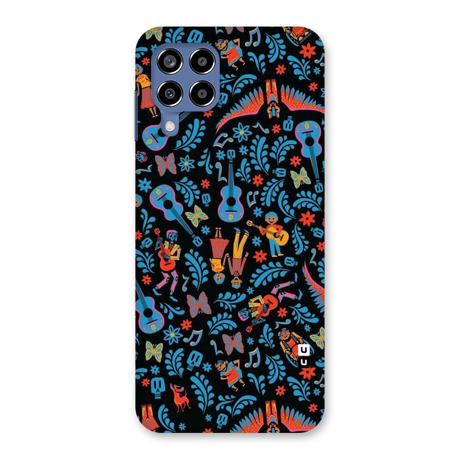 Blue Guitar Pattern Back Case for Galaxy M53 5G