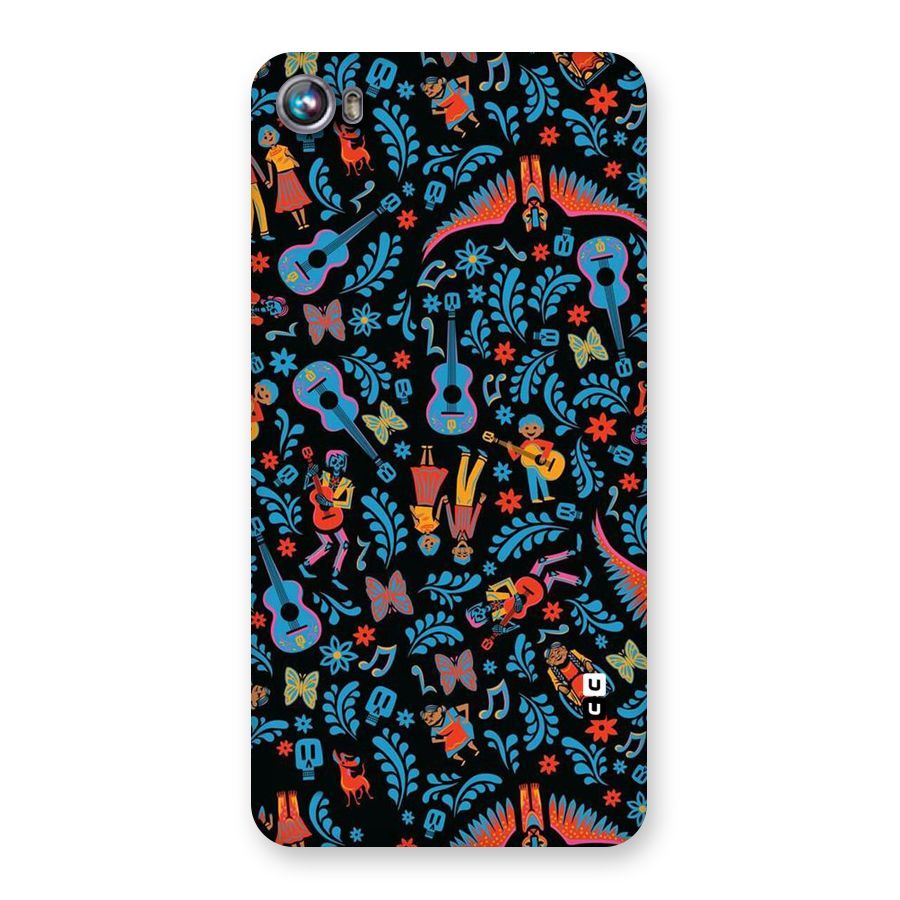 Blue Guitar Pattern Back Case for Micromax Canvas Fire 4 A107