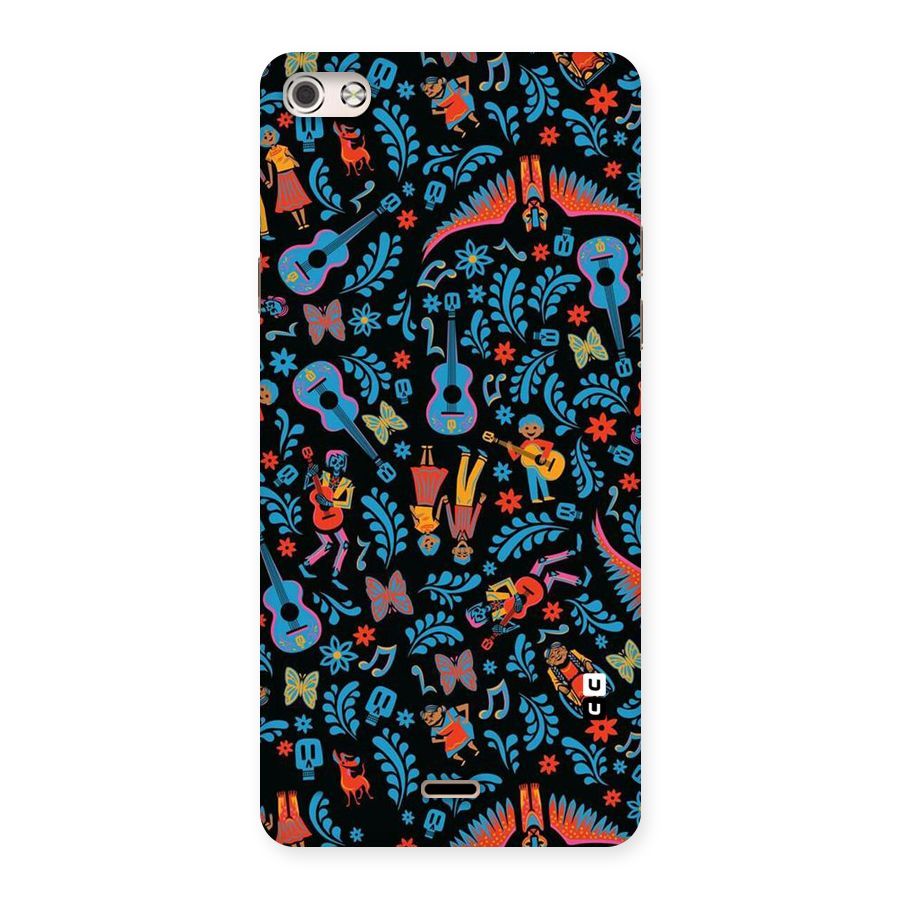 Blue Guitar Pattern Back Case for Micromax Canvas Silver 5