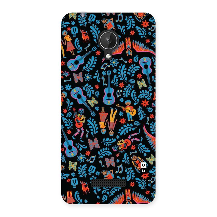 Blue Guitar Pattern Back Case for Micromax Canvas Spark Q380