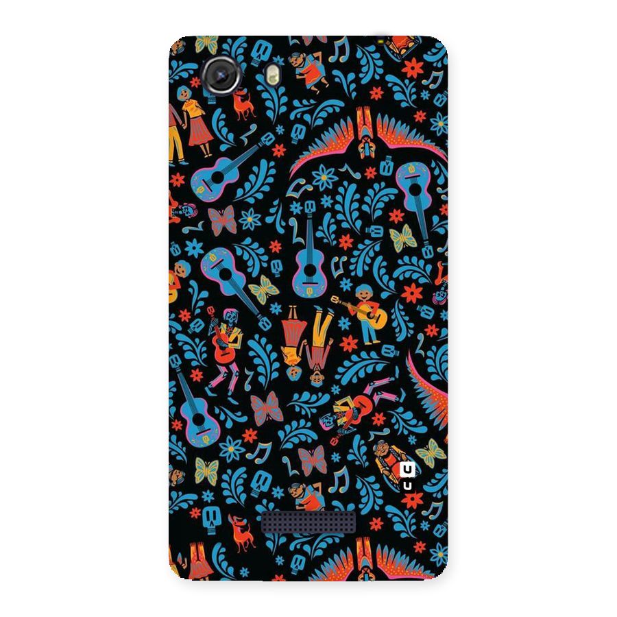 Blue Guitar Pattern Back Case for Micromax Unite 3