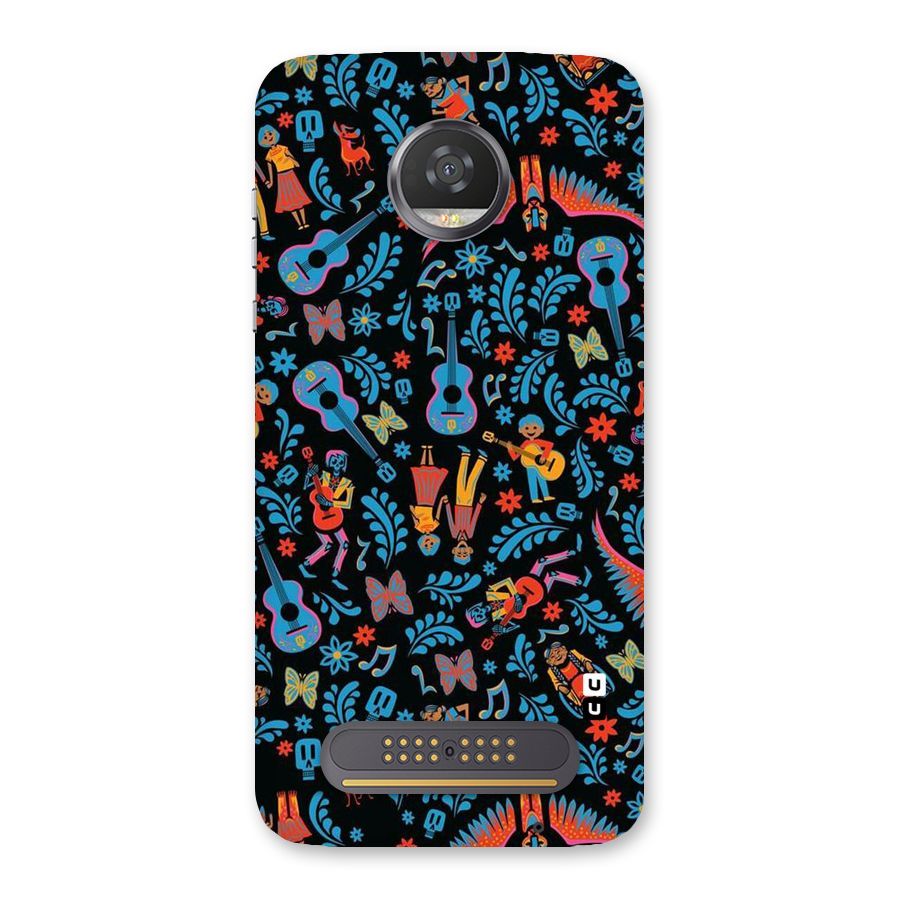 Blue Guitar Pattern Back Case for Moto Z2 Play