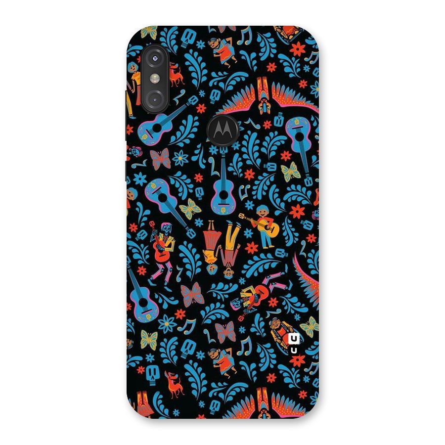 Blue Guitar Pattern Back Case for Motorola One Power