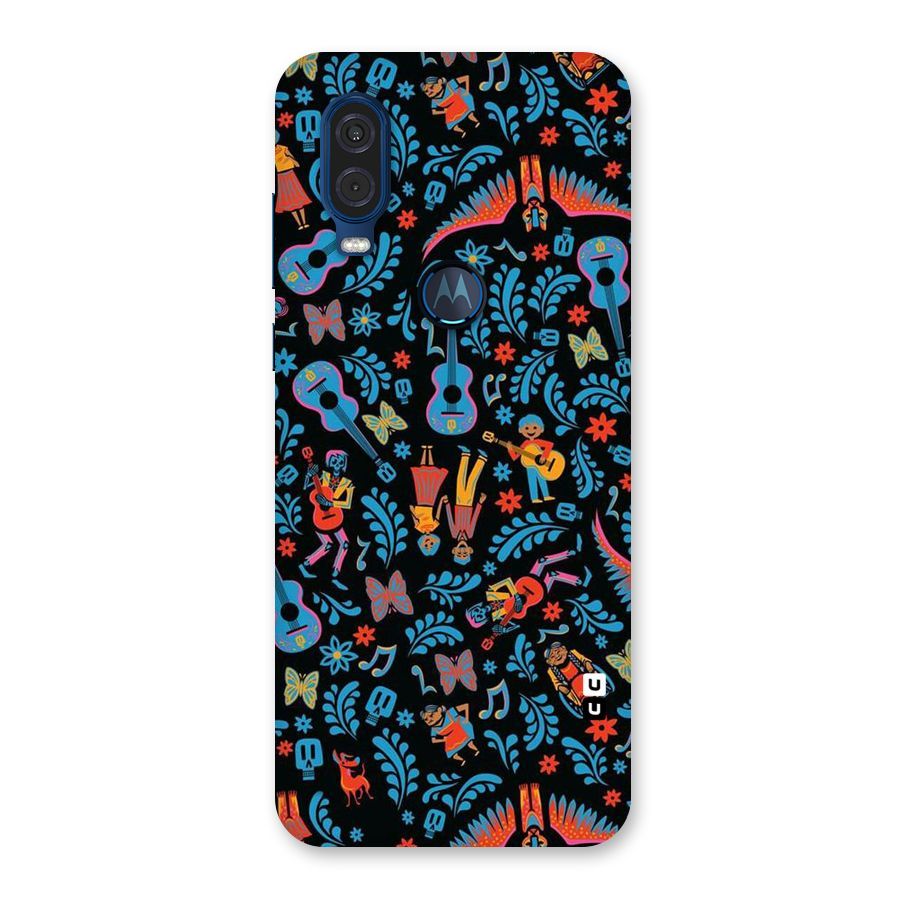 Blue Guitar Pattern Back Case for Motorola One Vision