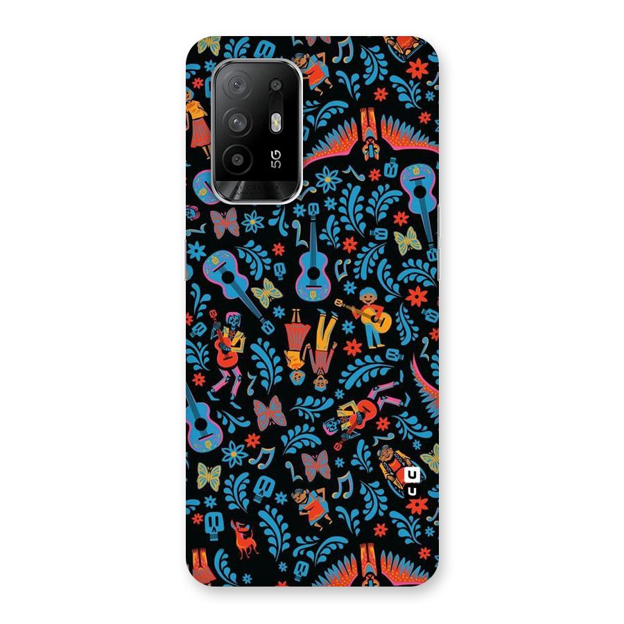 Blue Guitar Pattern Back Case for Oppo F19 Pro Plus 5G