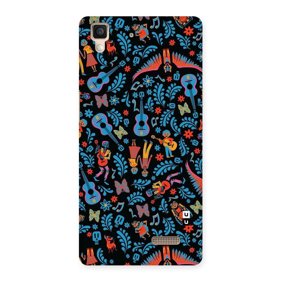 Blue Guitar Pattern Back Case for Oppo R7