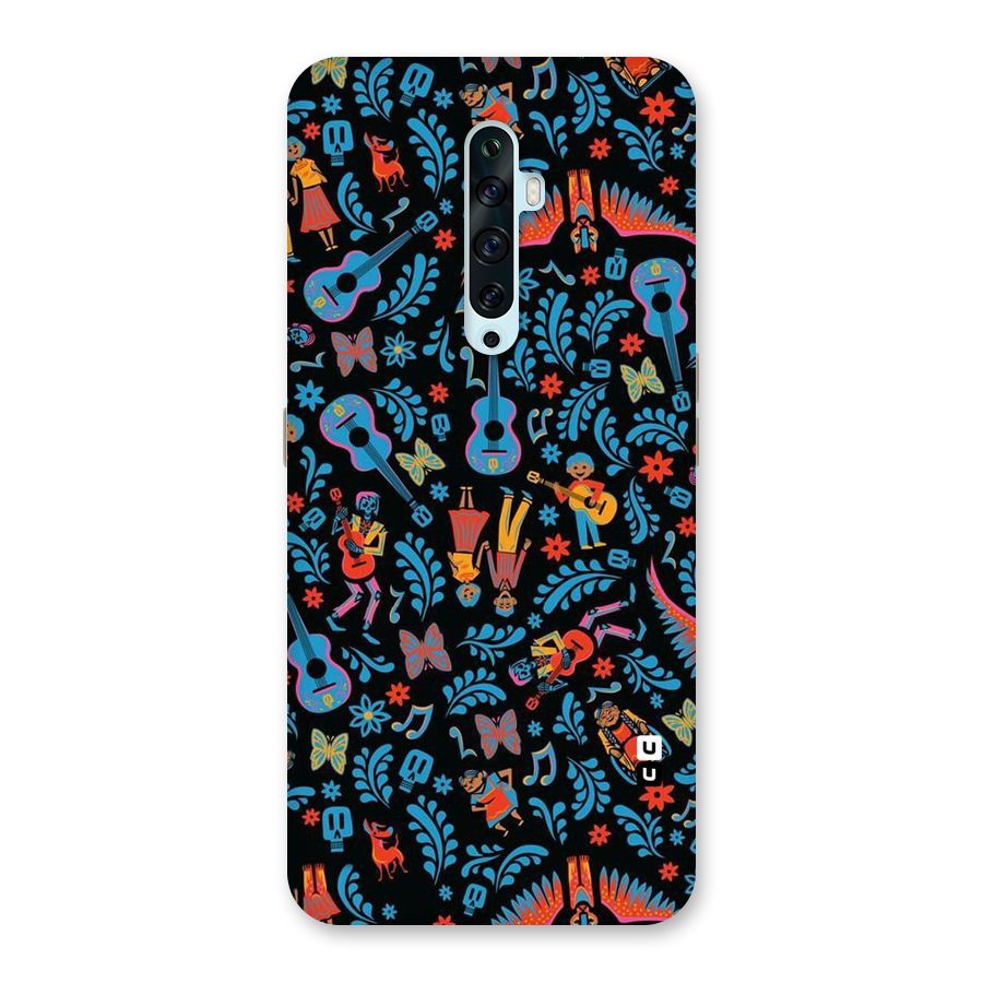 Blue Guitar Pattern Back Case for Oppo Reno2 F