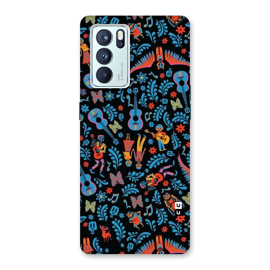 Blue Guitar Pattern Back Case for Oppo Reno6 Pro 5G