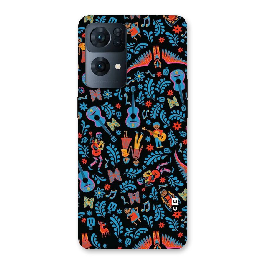 Blue Guitar Pattern Back Case for Oppo Reno7 Pro 5G