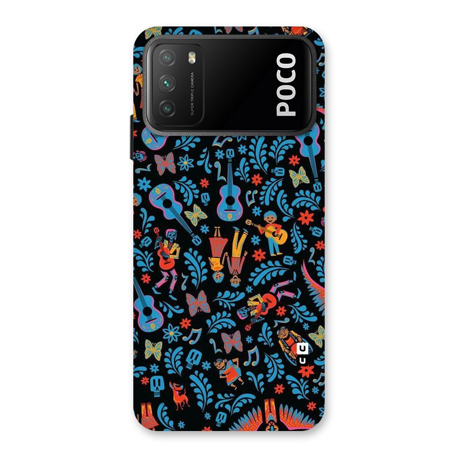 Blue Guitar Pattern Back Case for Poco M3