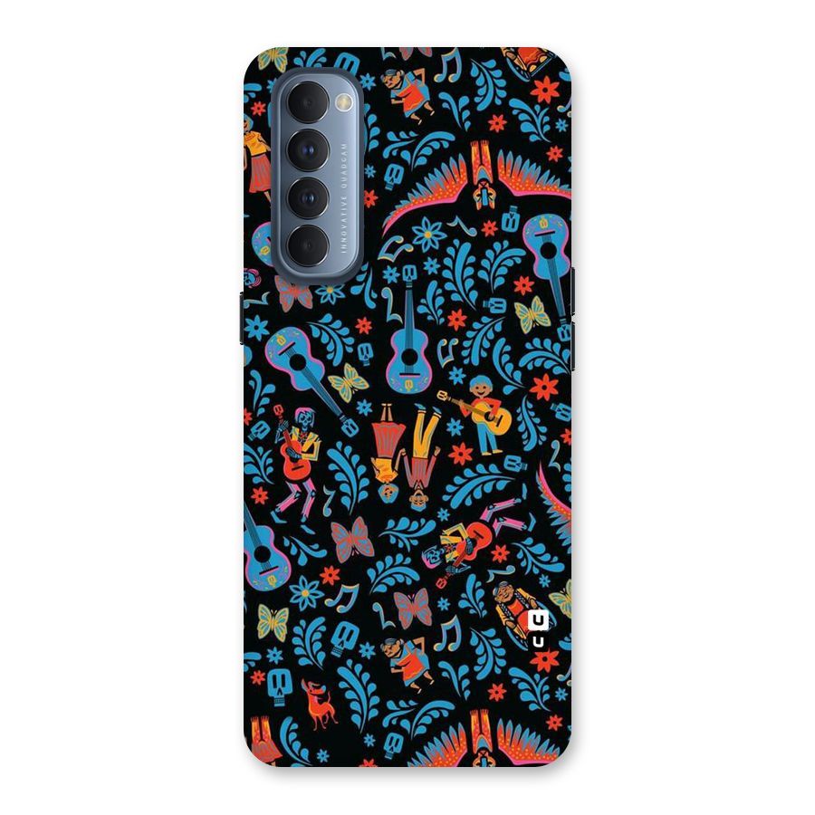 Blue Guitar Pattern Back Case for Reno4 Pro