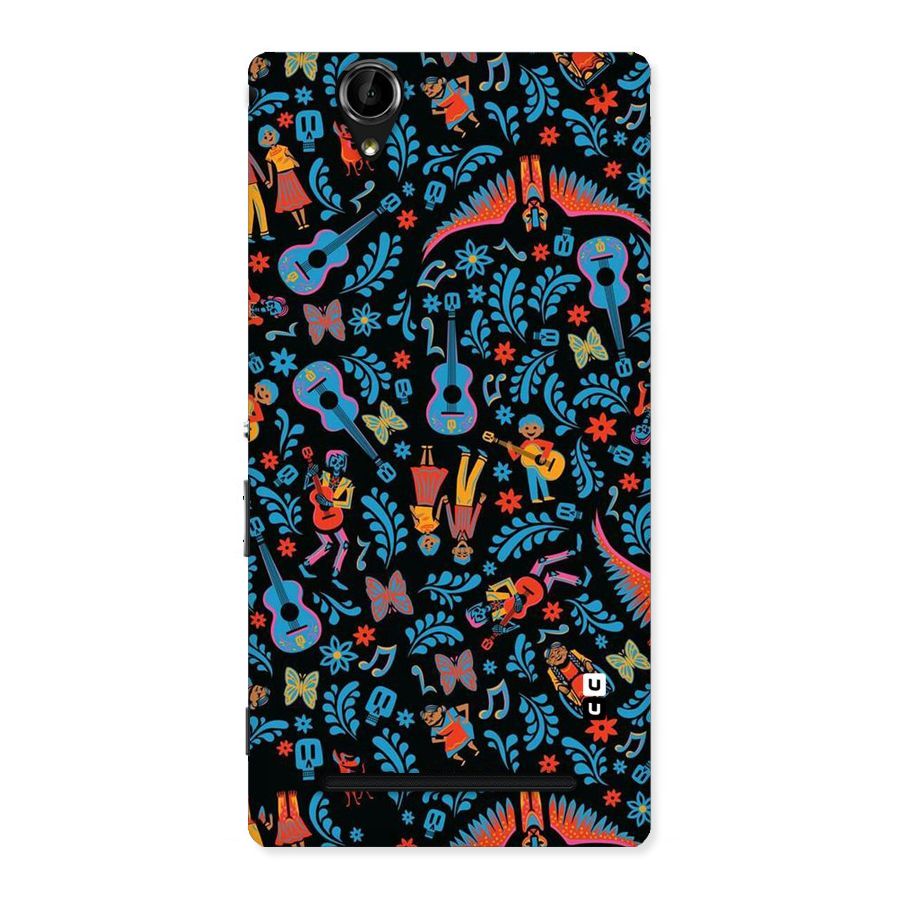 Blue Guitar Pattern Back Case for Sony Xperia T2