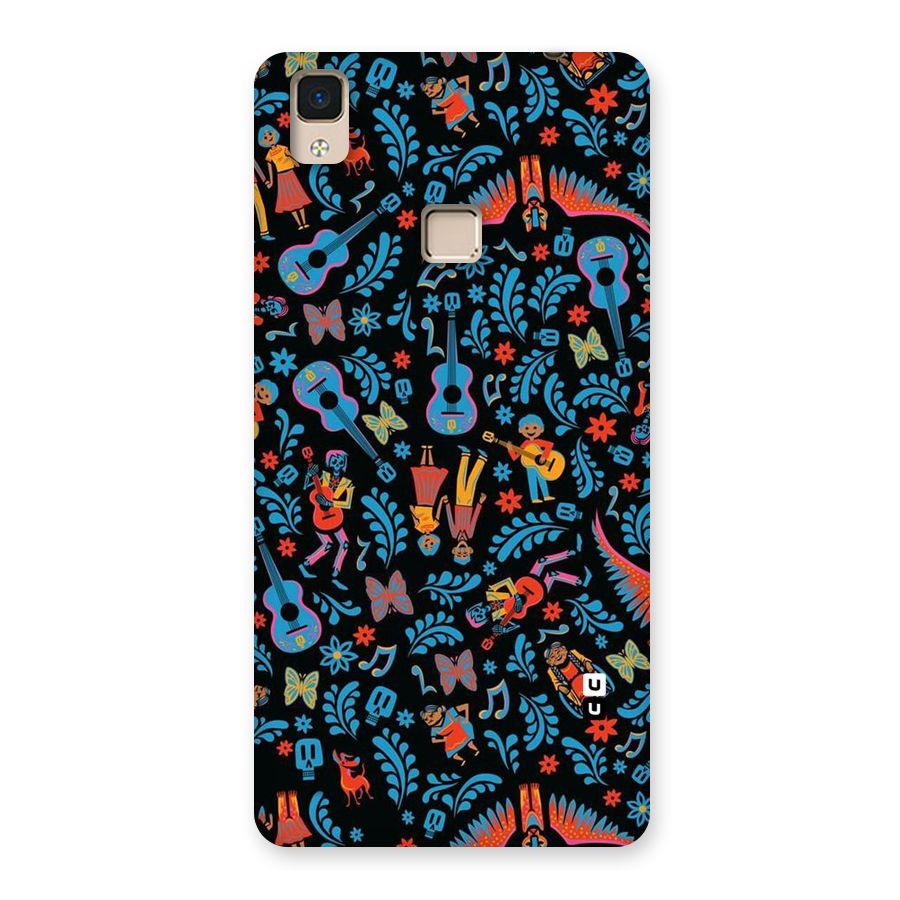 Blue Guitar Pattern Back Case for V3 Max