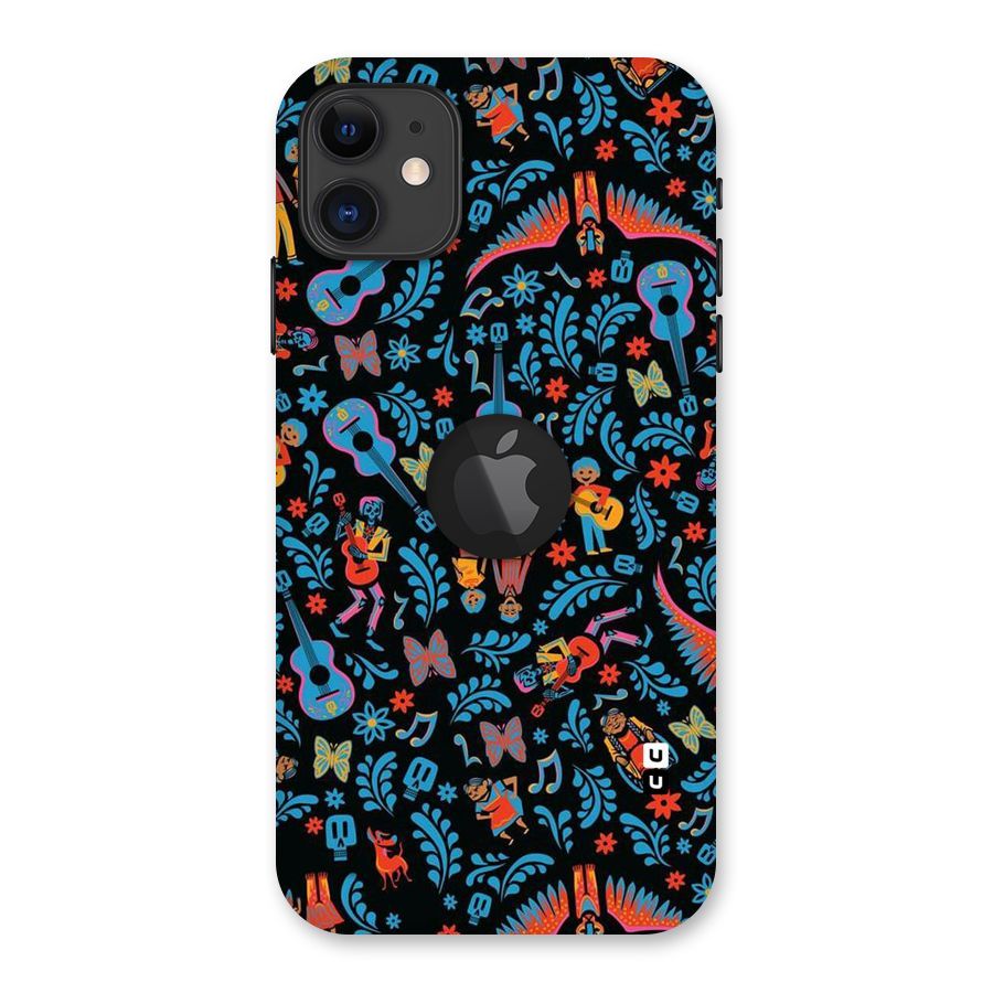 Blue Guitar Pattern Back Case for iPhone 11 Logo Cut