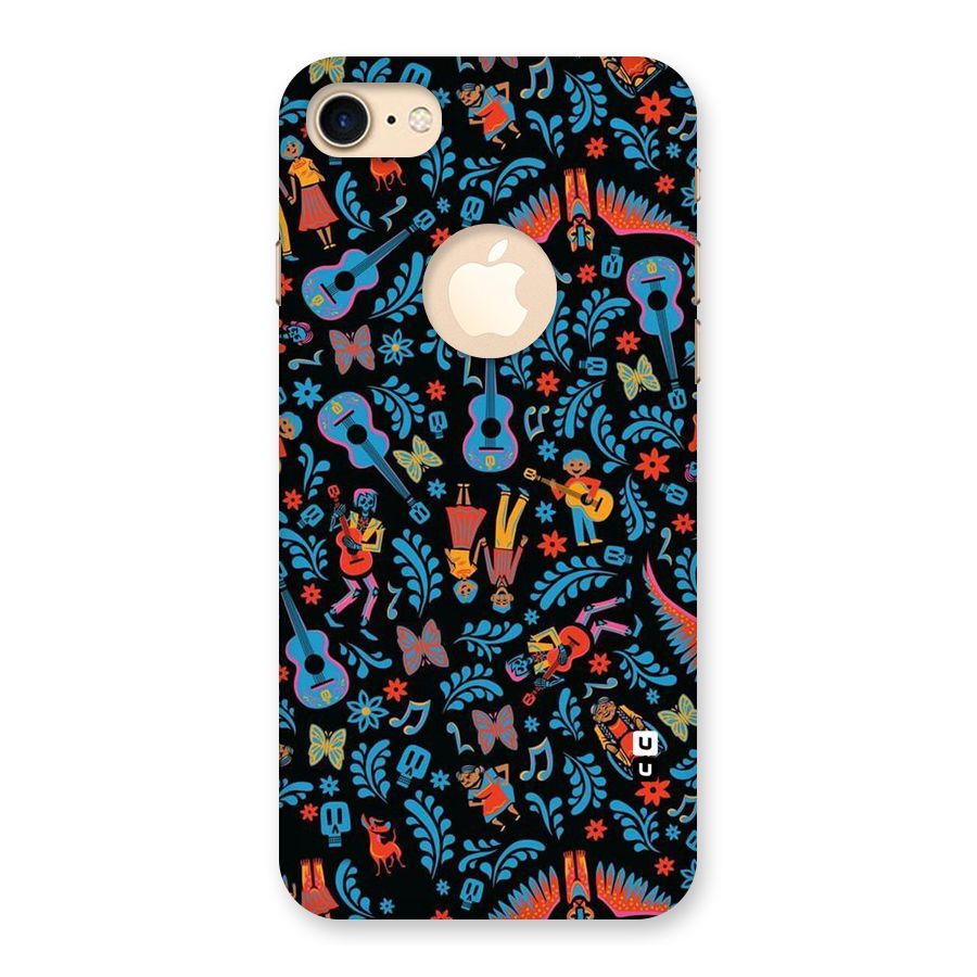 Blue Guitar Pattern Back Case for iPhone 7 Logo Cut