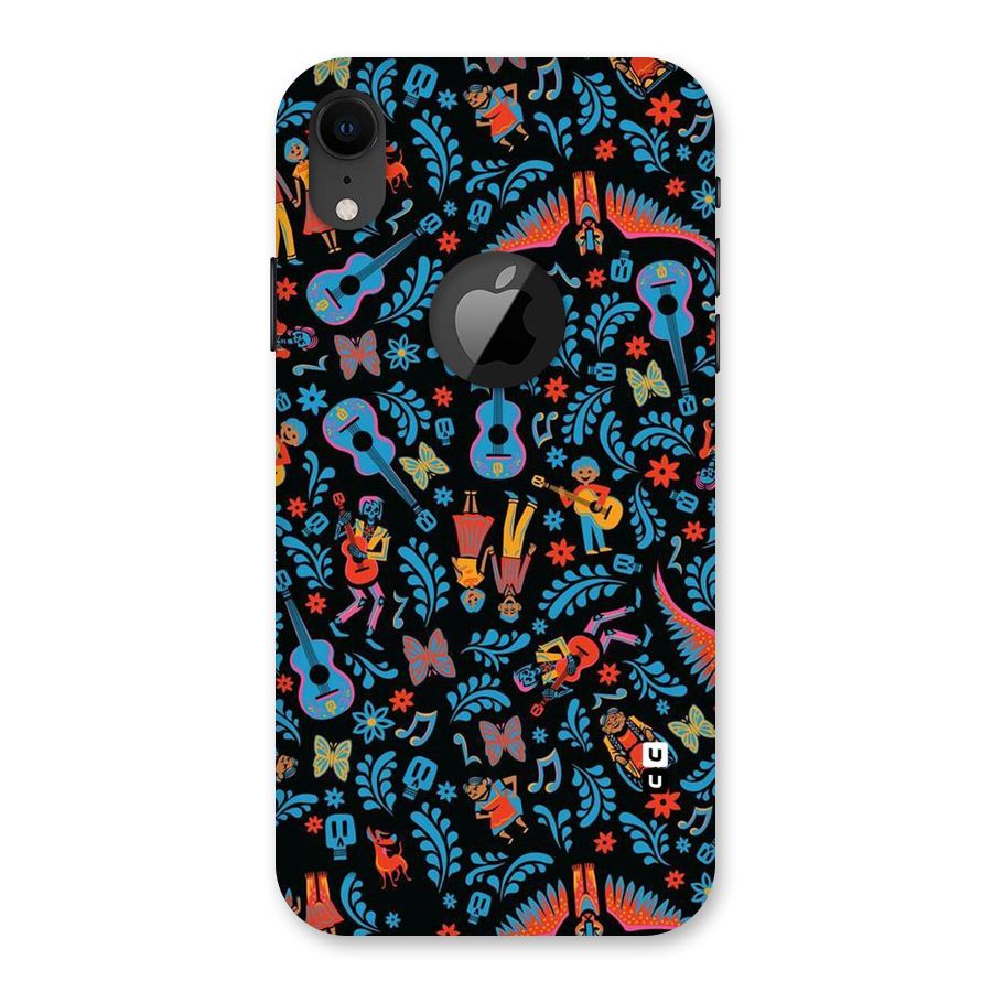 Blue Guitar Pattern Back Case for iPhone XR Logo Cut