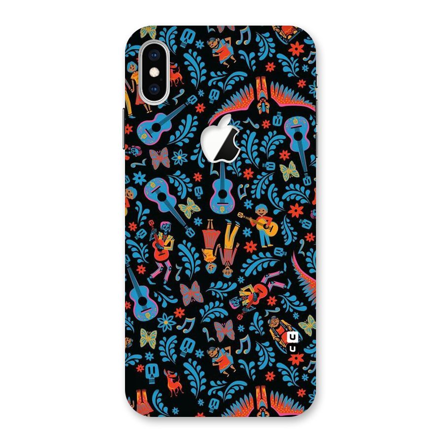 Blue Guitar Pattern Back Case for iPhone XS Max Apple Cut