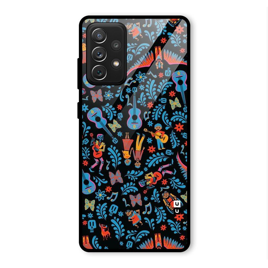 Blue Guitar Pattern Glass Back Case for Galaxy A72