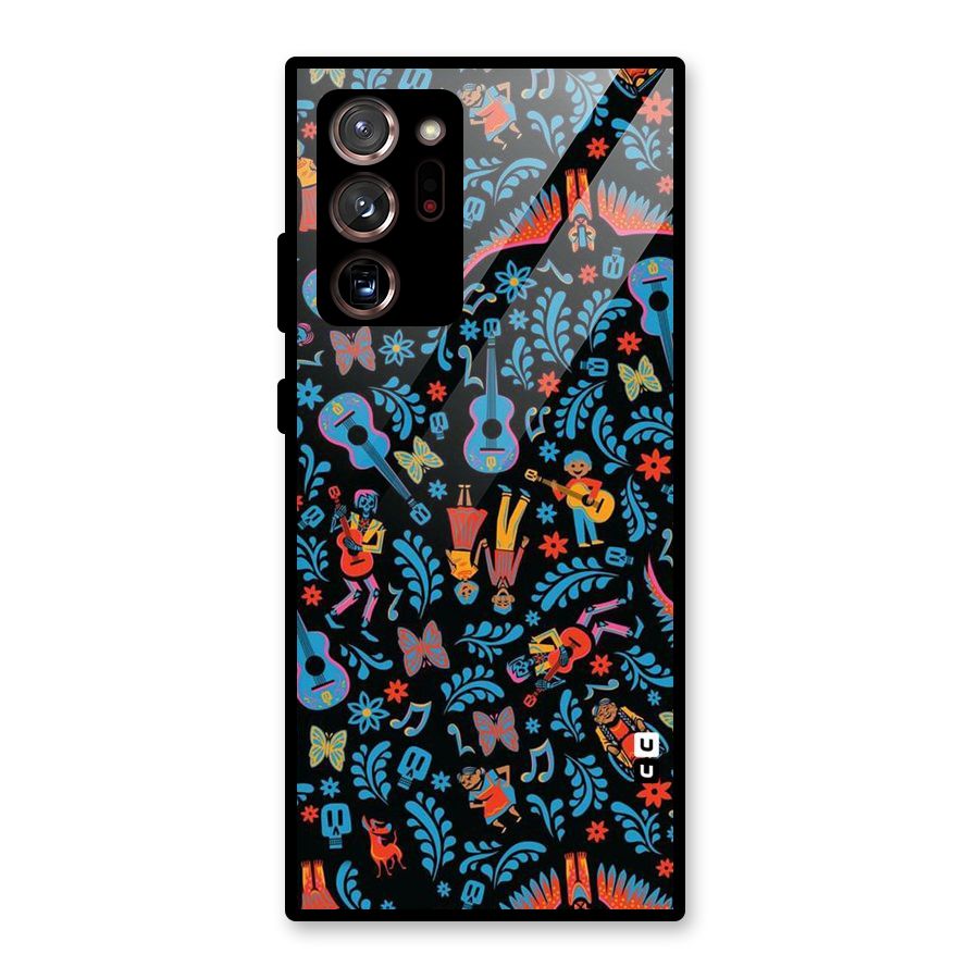Blue Guitar Pattern Glass Back Case for Galaxy Note 20 Ultra
