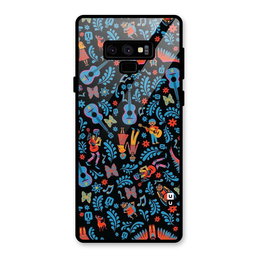 Blue Guitar Pattern Glass Back Case for Galaxy Note 9