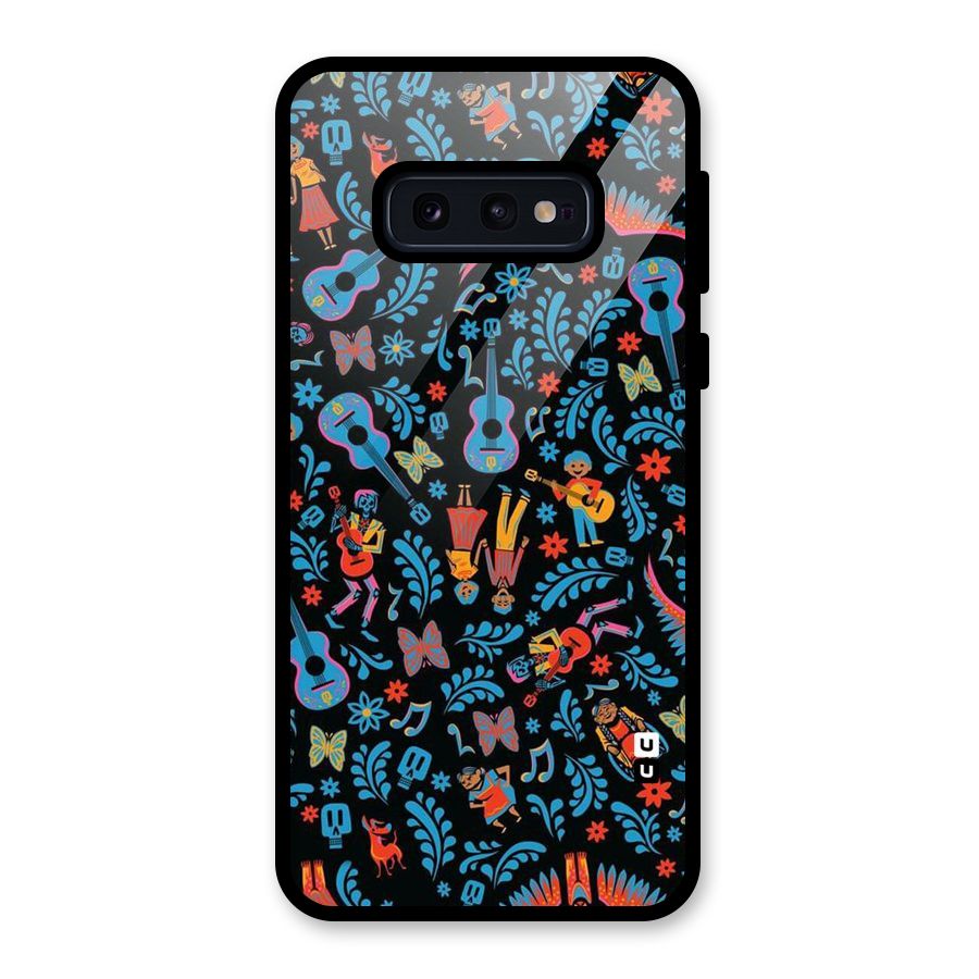 Blue Guitar Pattern Glass Back Case for Galaxy S10e