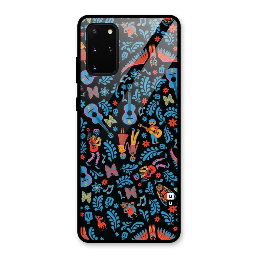 Blue Guitar Pattern Glass Back Case for Galaxy S20 Plus