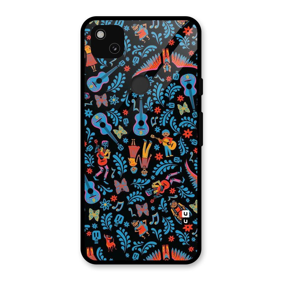 Blue Guitar Pattern Glass Back Case for Google Pixel 4a