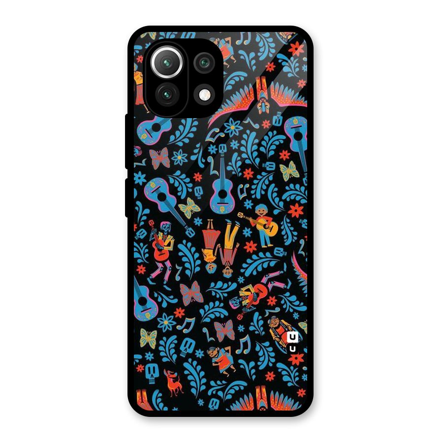 Blue Guitar Pattern Glass Back Case for Mi 11 Lite