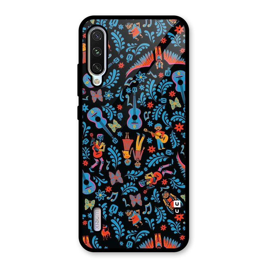 Blue Guitar Pattern Glass Back Case for Mi A3