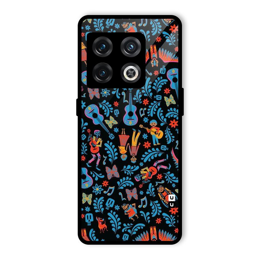 Blue Guitar Pattern Glass Back Case for OnePlus 10 Pro 5G