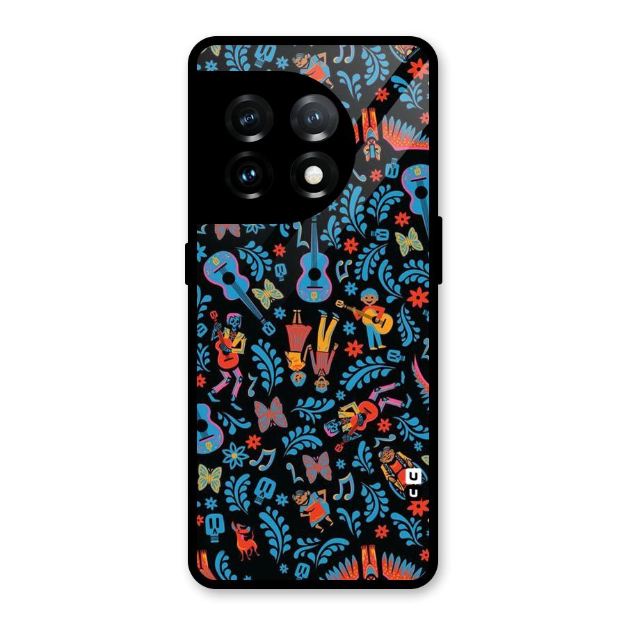 Blue Guitar Pattern Glass Back Case for OnePlus 11