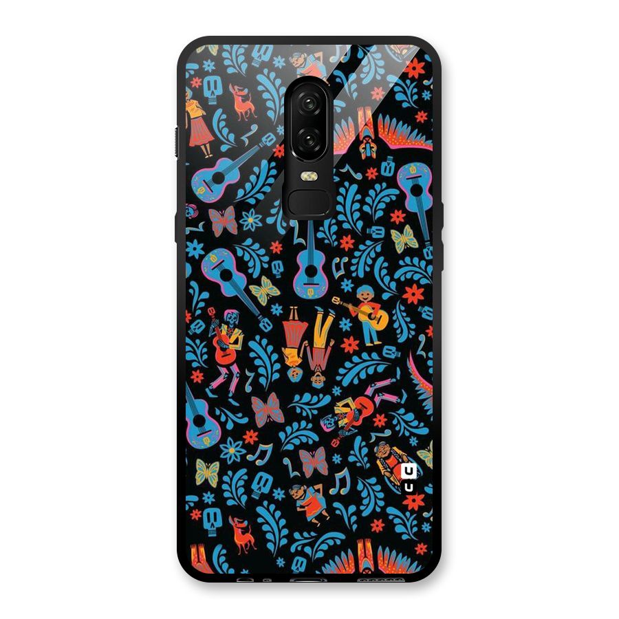 Blue Guitar Pattern Glass Back Case for OnePlus 6