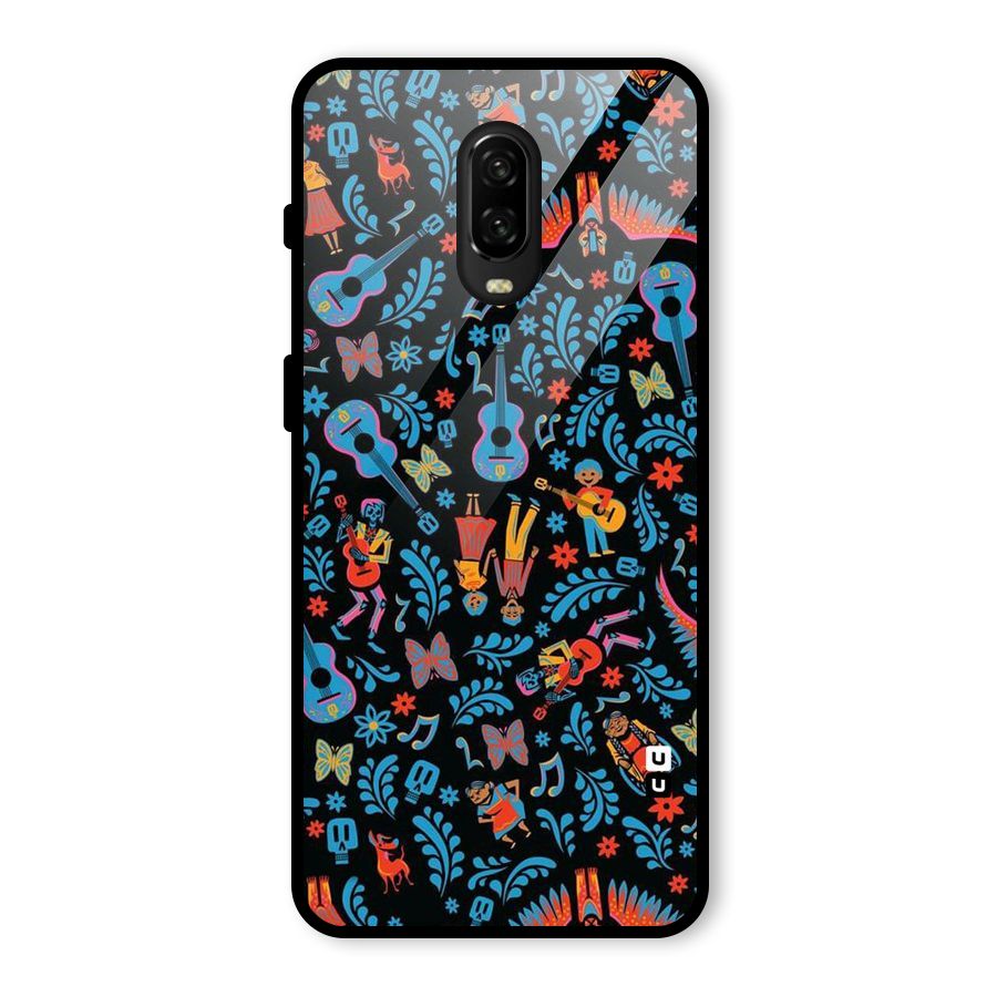 Blue Guitar Pattern Glass Back Case for OnePlus 6T