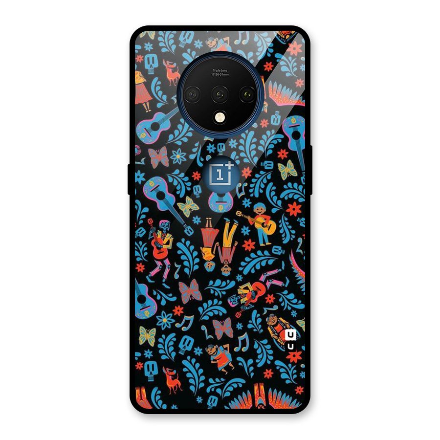 Blue Guitar Pattern Glass Back Case for OnePlus 7T