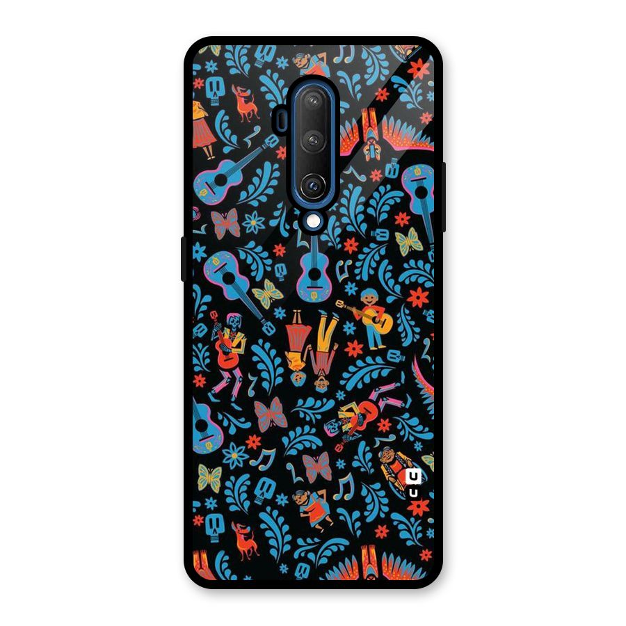 Blue Guitar Pattern Glass Back Case for OnePlus 7T Pro