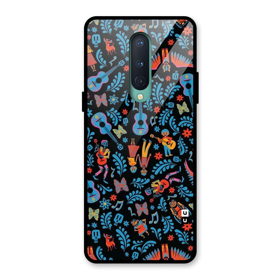 Blue Guitar Pattern Glass Back Case for OnePlus 8