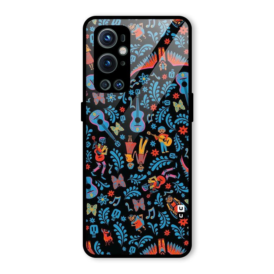 Blue Guitar Pattern Glass Back Case for OnePlus 9 Pro