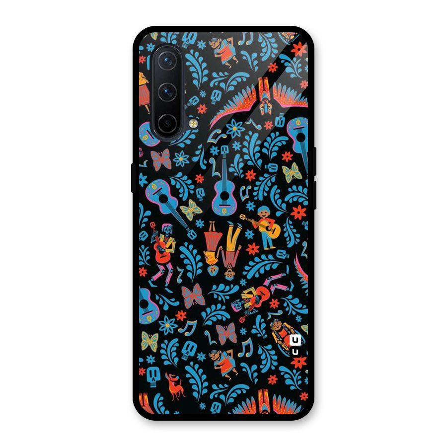 Blue Guitar Pattern Glass Back Case for OnePlus Nord CE 5G