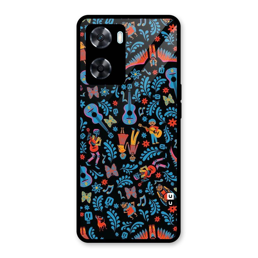Blue Guitar Pattern Glass Back Case for Oppo A77