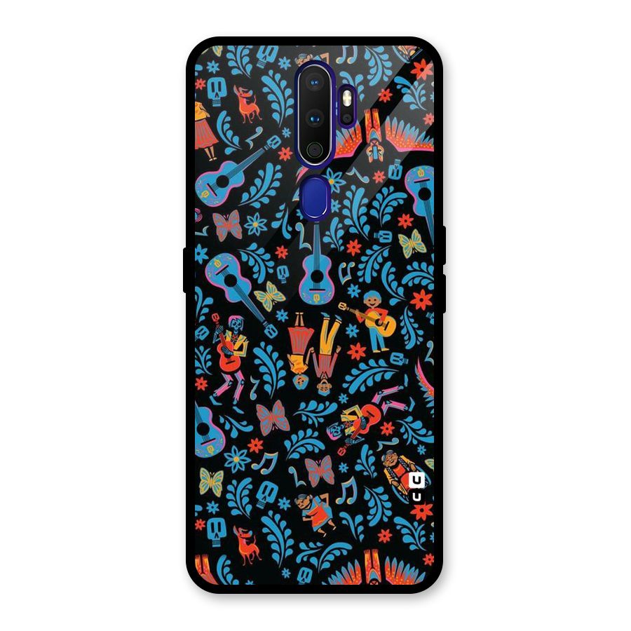 Blue Guitar Pattern Glass Back Case for Oppo A9 (2020)