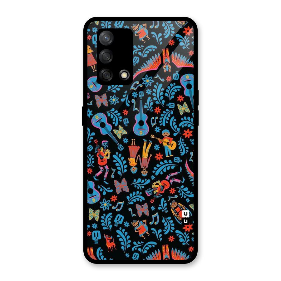 Blue Guitar Pattern Glass Back Case for Oppo F19