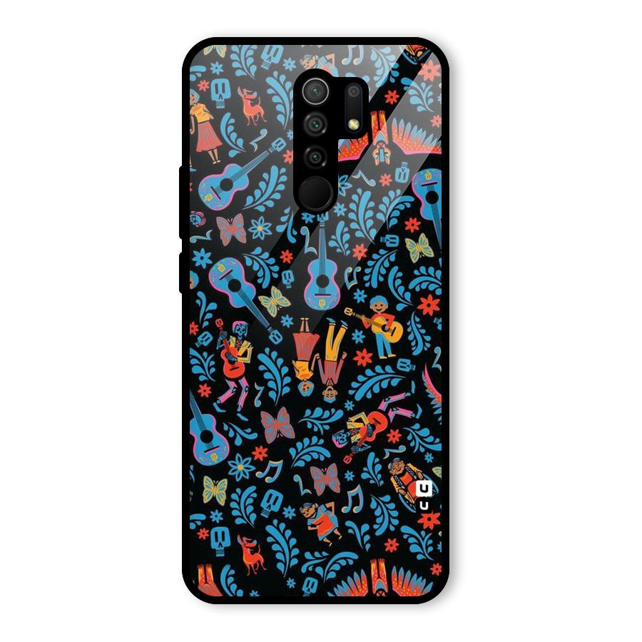 Blue Guitar Pattern Glass Back Case for Poco M2