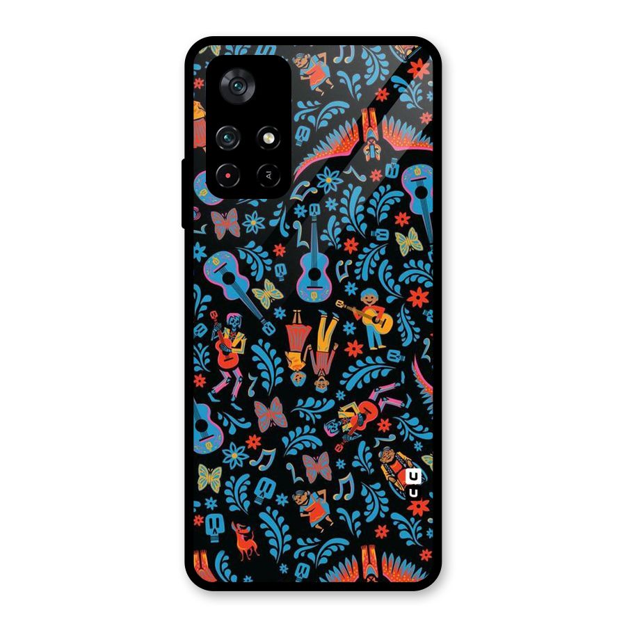 Blue Guitar Pattern Glass Back Case for Poco M4 Pro 5G