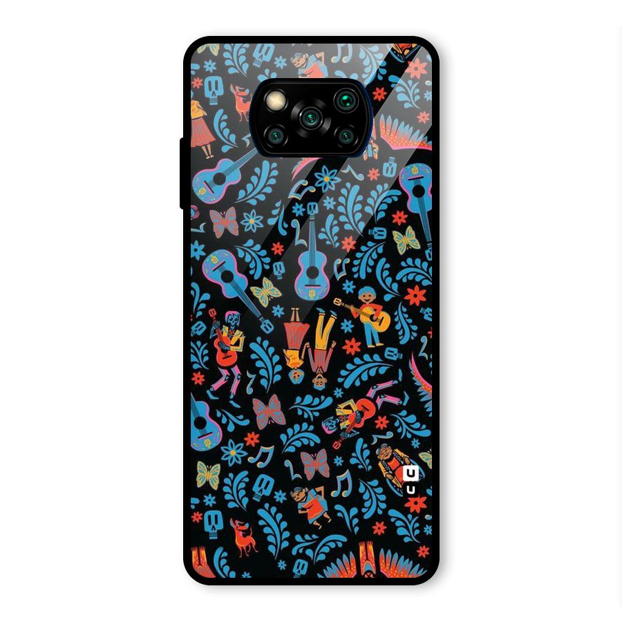 Blue Guitar Pattern Glass Back Case for Poco X3 Pro