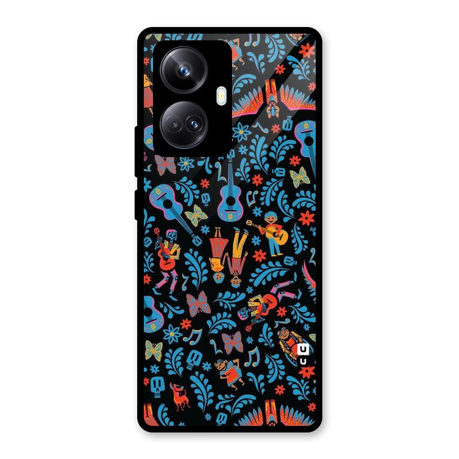 Blue Guitar Pattern Glass Back Case for Realme 10 Pro Plus