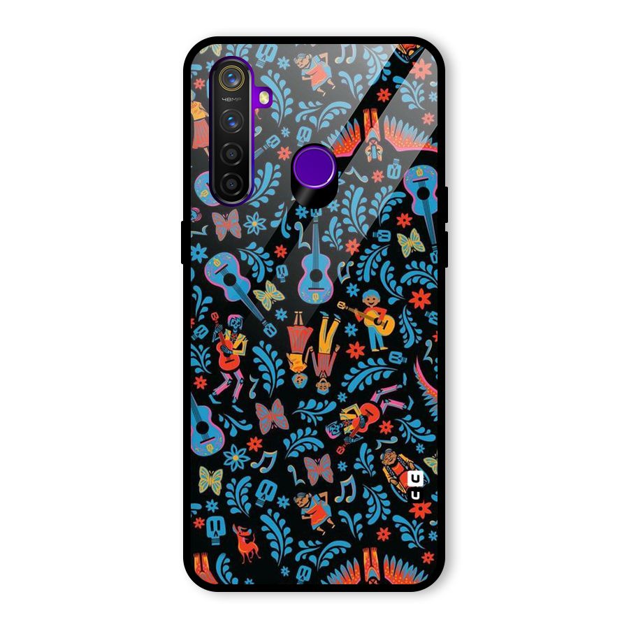 Blue Guitar Pattern Glass Back Case for Realme 5 Pro