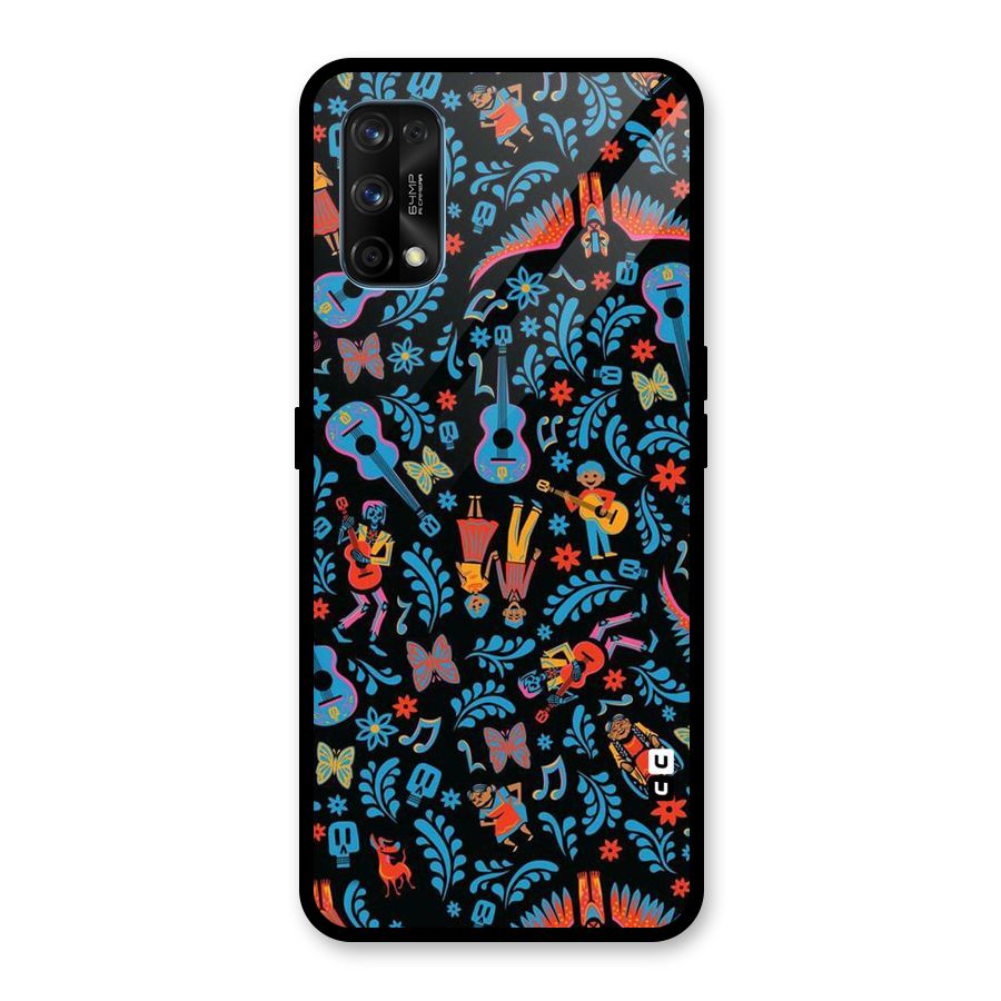 Blue Guitar Pattern Glass Back Case for Realme 7 Pro
