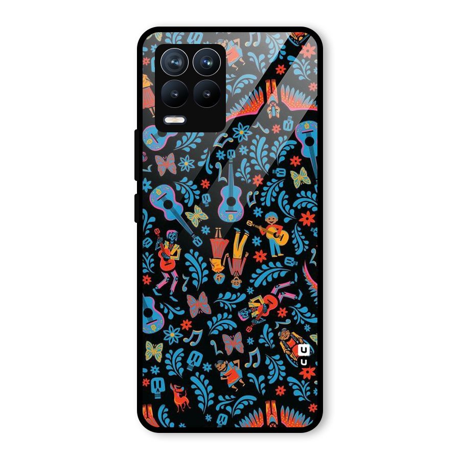 Blue Guitar Pattern Glass Back Case for Realme 8 Pro