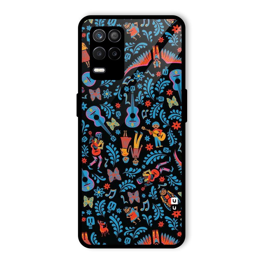 Blue Guitar Pattern Glass Back Case for Realme 9 5G