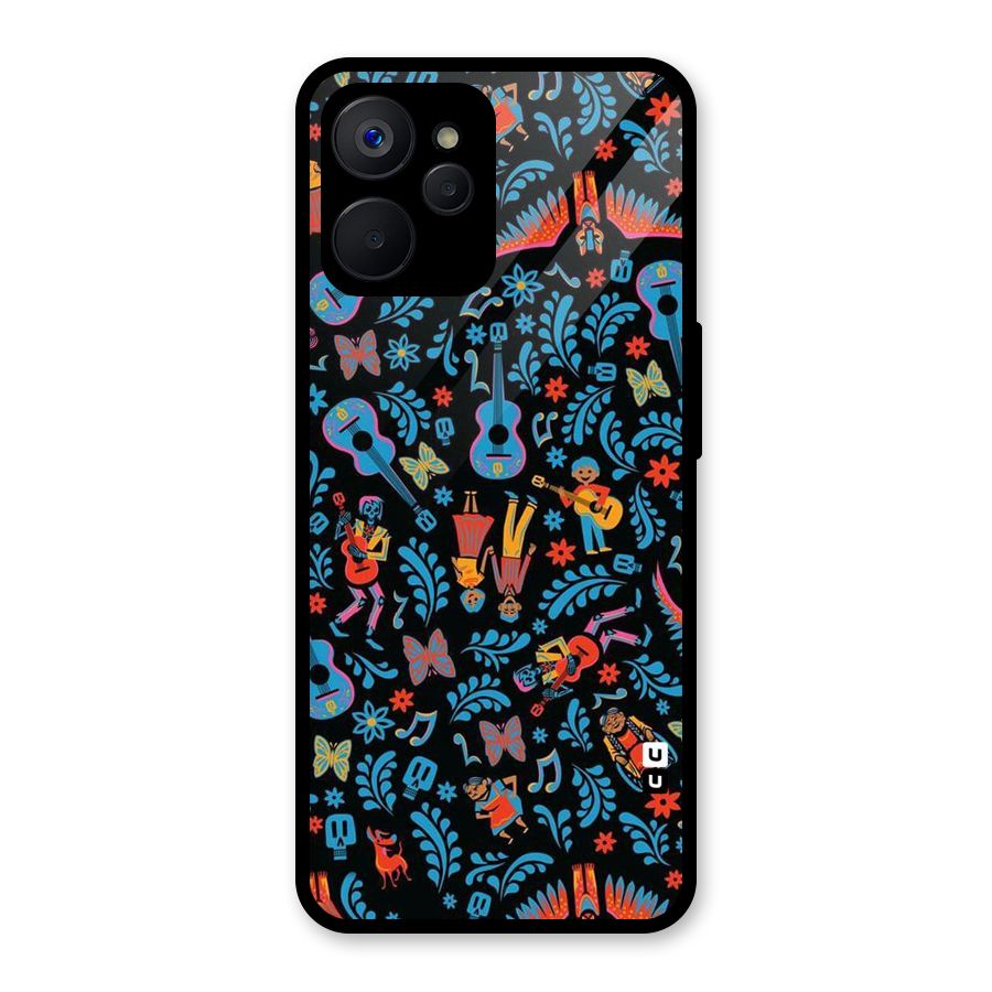 Blue Guitar Pattern Glass Back Case for Realme 9i 5G